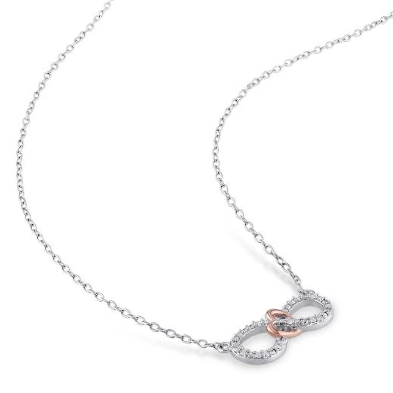 Julianna B Rose Plated Sterling Silver 0.10CTW Diamond Infinity Pendant