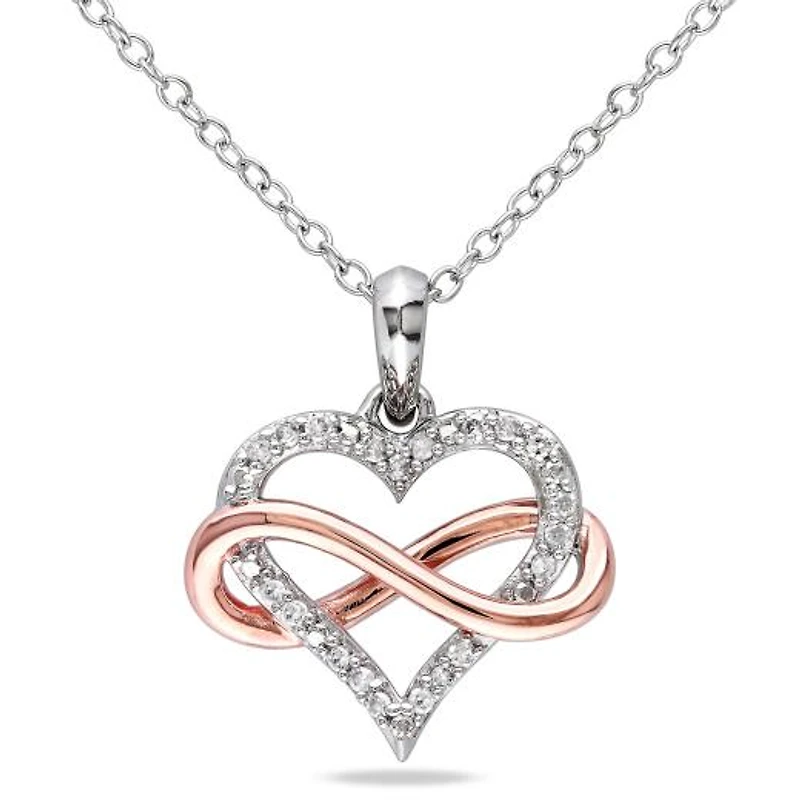 Julianna B Rose Plated Sterling Silver 0.10CTW Diamond Infinity Heart Pendant