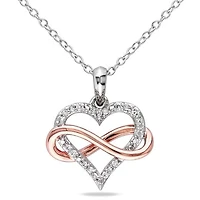 Julianna B Rose Plated Sterling Silver 0.10CTW Diamond Infinity Heart Pendant