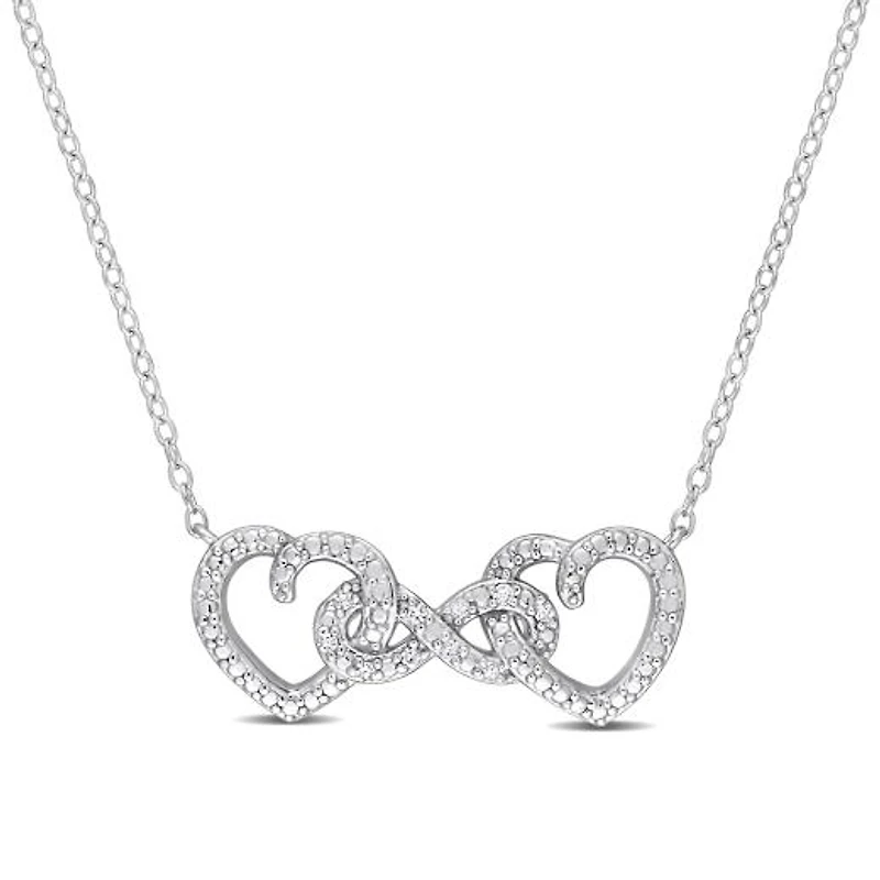 Julianna B Sterling Silver Diamond Heart Infinity Necklace