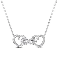 Julianna B Sterling Silver Diamond Heart Infinity Necklace