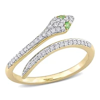 Julianna B 10K Yellow Gold Diamond & Tsavorite Snake Wrap Ring