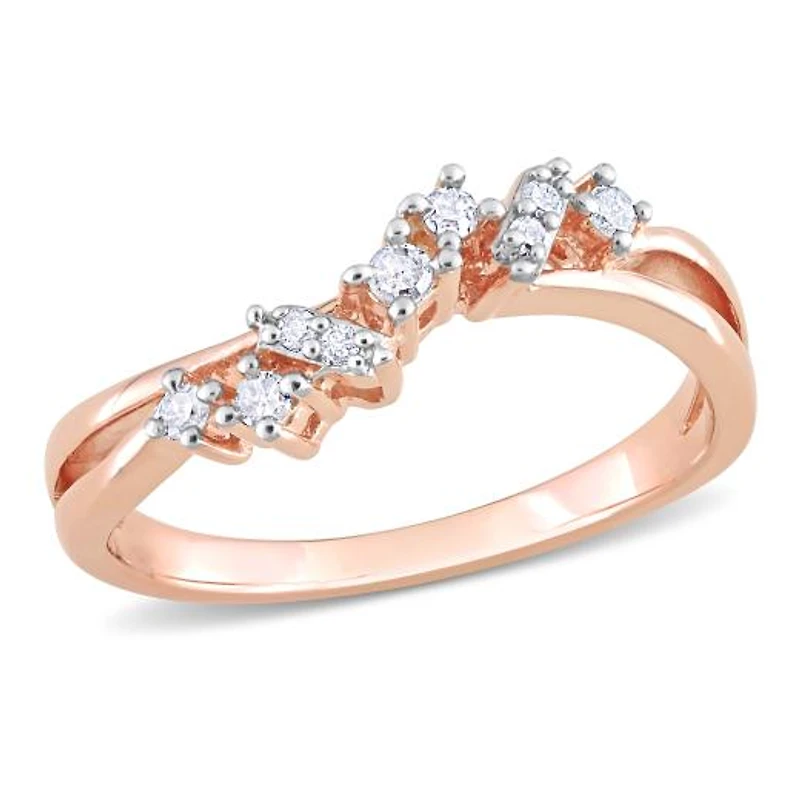 Julianna B Rose Plated Sterling Silver 0.17CTW Diamond Band