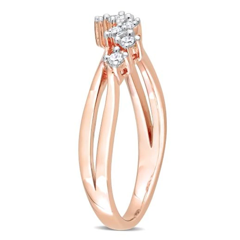 Julianna B Rose Plated Sterling Silver 0.17CTW Diamond Band