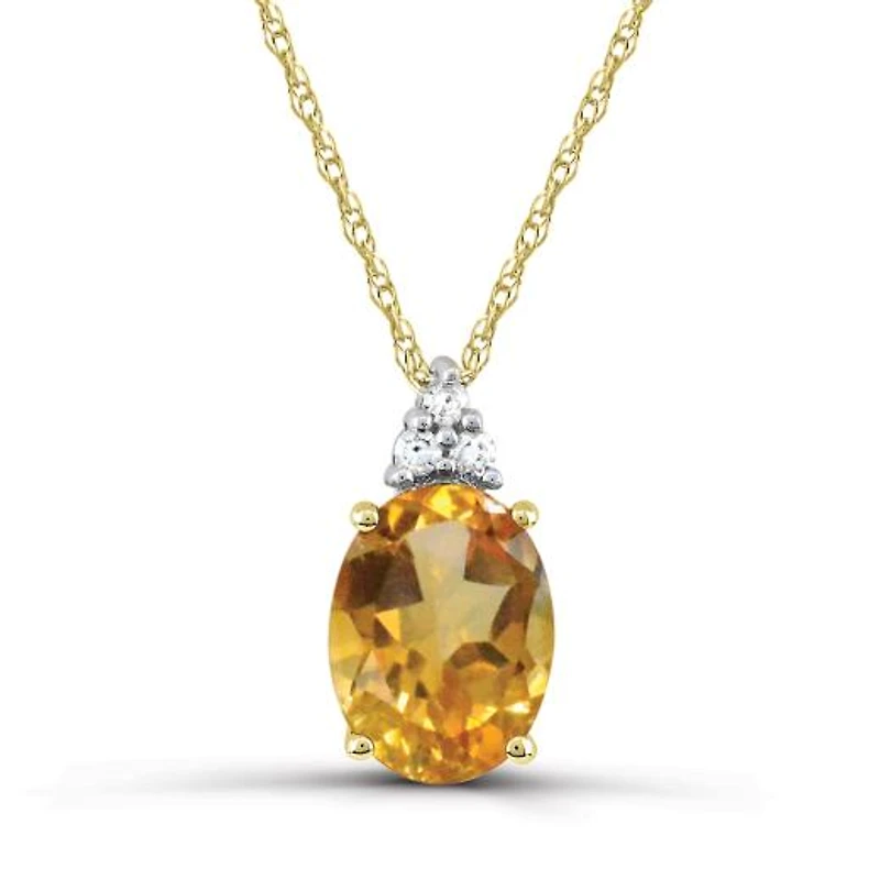 10K Yellow Gold Citrine & Diamond Pendant