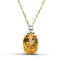 10K Yellow Gold Citrine & Diamond Pendant