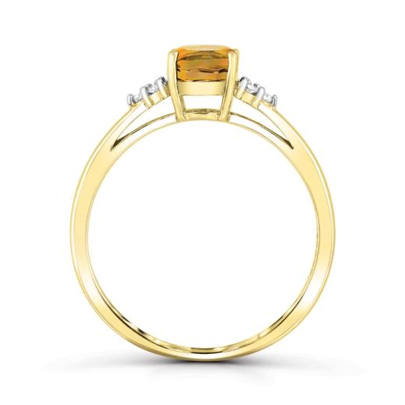 10K Yellow Gold Citrine & Diamond Ring