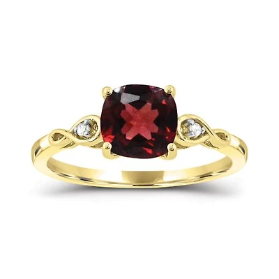 10K Yellow Gold Garnet & Diamond Infinity Ring