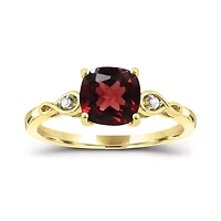 10K Yellow Gold Garnet & Diamond Infinity Ring
