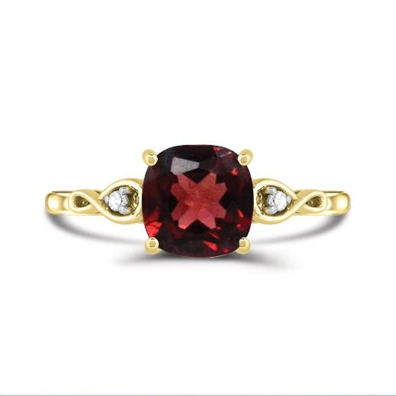10K Yellow Gold Garnet & Diamond Infinity Ring