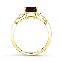 10K Yellow Gold Garnet & Diamond Infinity Ring