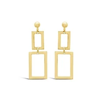 10K Yellow Gold Square Drop Earrings