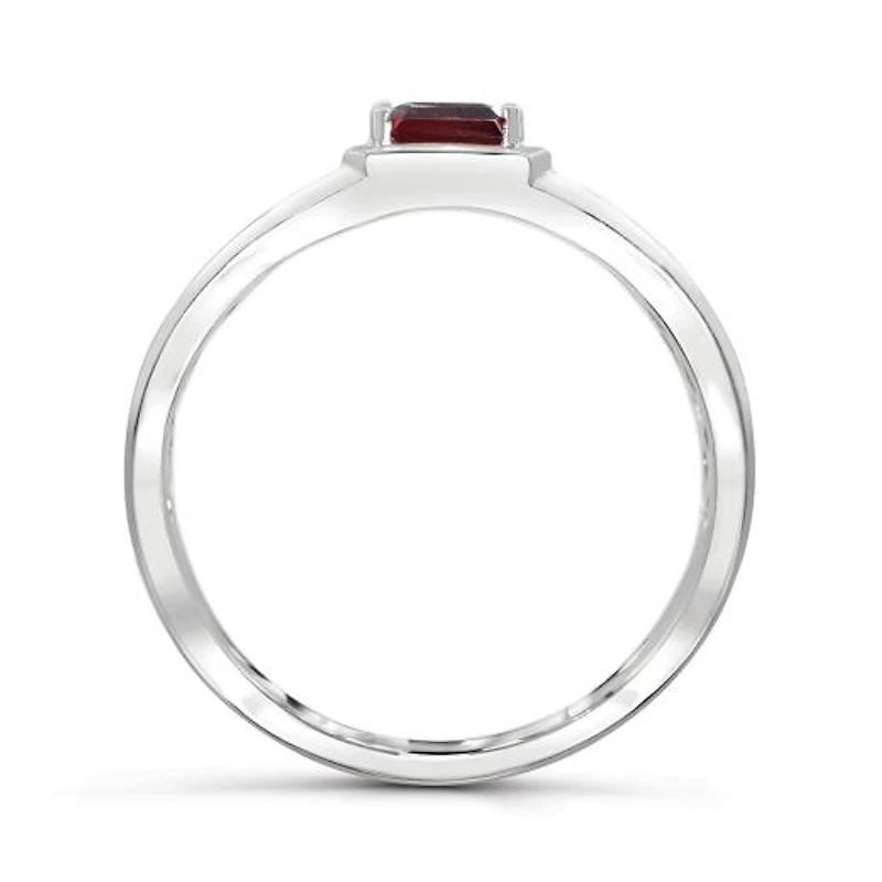 Sterling Silver Garnet Men's Ring