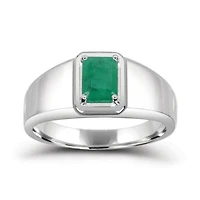 Sterling Silver Emerald Men's Ring