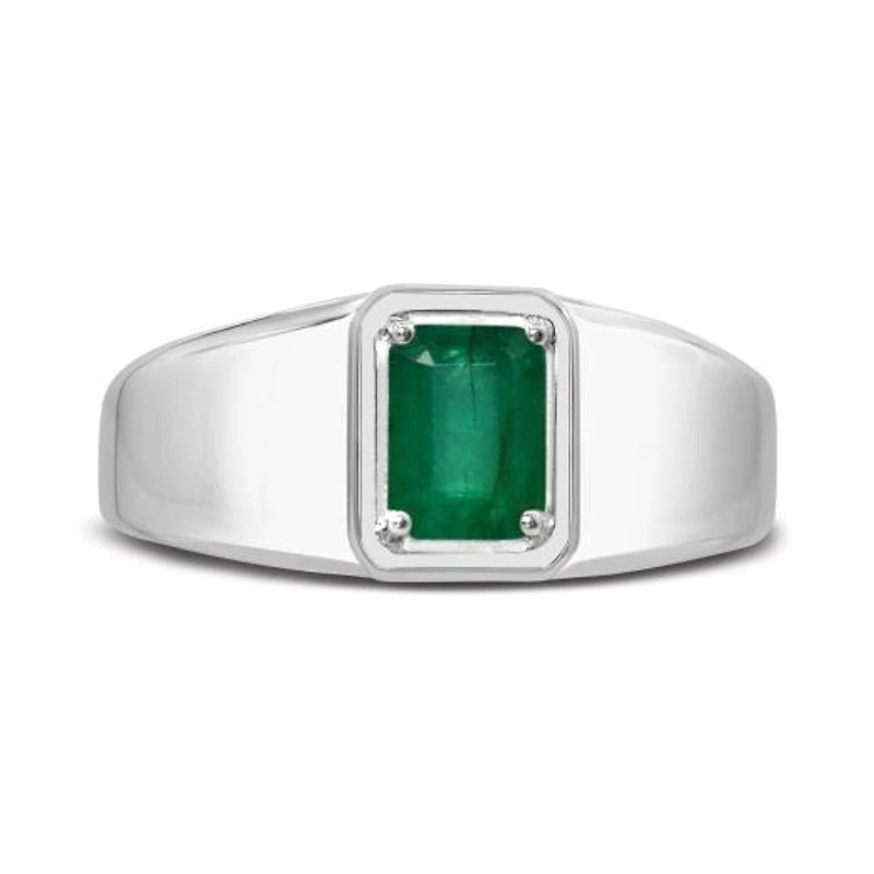 Sterling Silver Emerald Men's Ring
