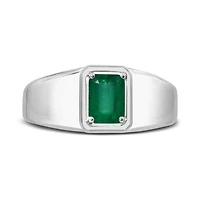 Sterling Silver Emerald Men's Ring