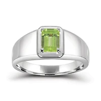 Sterling Silver Peridot Men's Ring