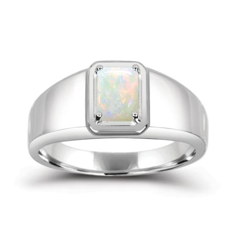 Sterling Silver Opal Men's Ring