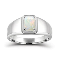 Sterling Silver Opal Men's Ring
