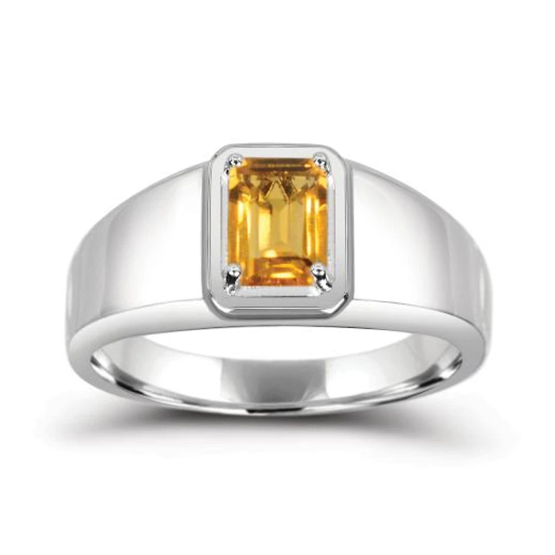 Sterling Silver Citrine Men's Ring