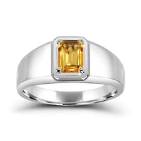 Sterling Silver Citrine Men's Ring