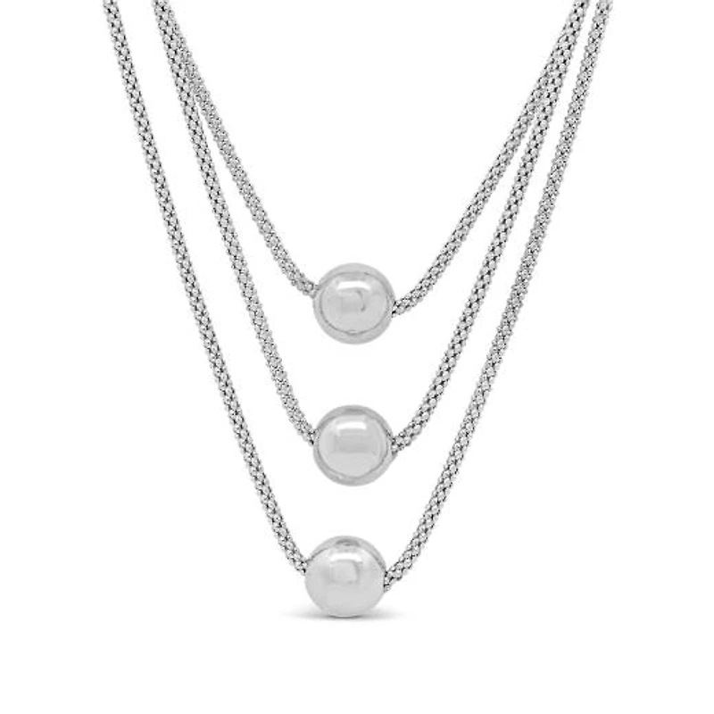 Sterling Silver 15" Triple Ball Necklace