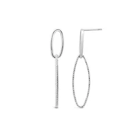 Sterling Silver Oval Drop Earrings