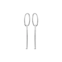 Sterling Silver Oval Drop Earrings