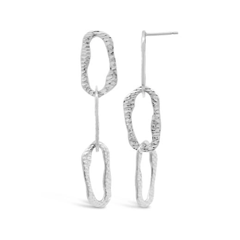 Sterling Silver Hammered Link Drop Earrings