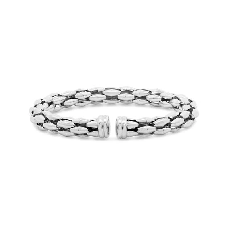Sterling Silver Fancy Link Cuff Bracelet