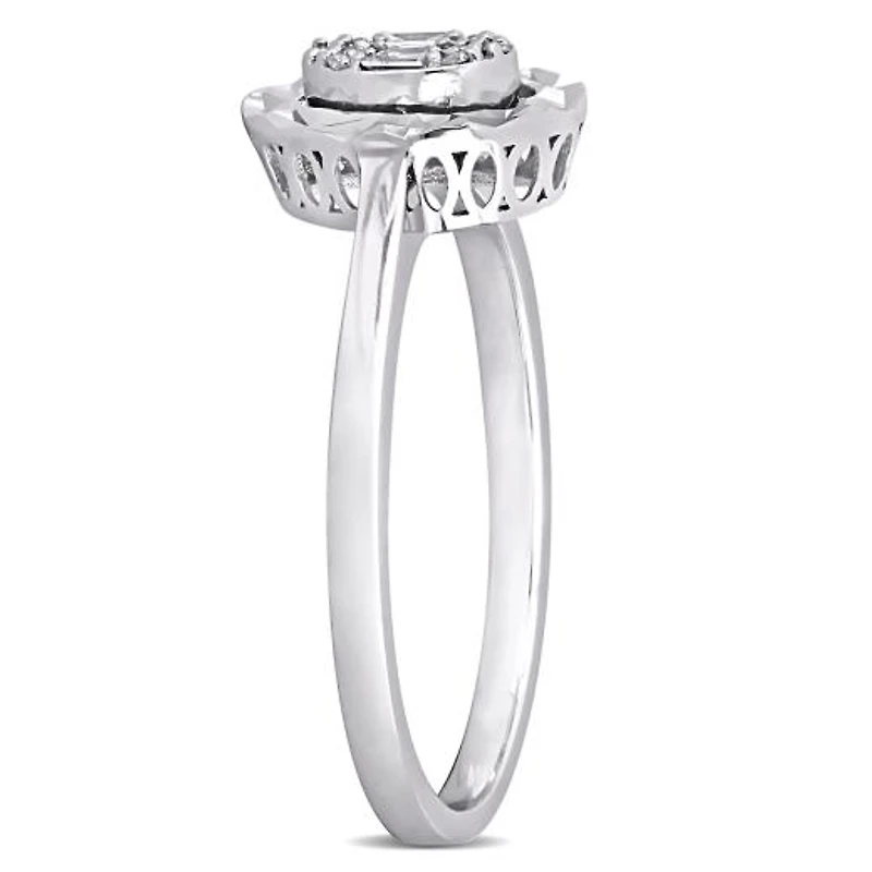 Julianna B 14K White Gold 0.05CTW Diamond Oval Fashion Ring