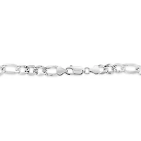 Sterling Silver 20" Pave Figaro Chain