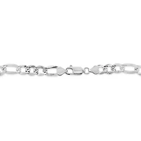Sterling Silver 22" Pave Figaro Chain