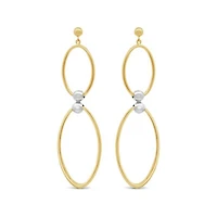 10K Two Tone Gold Oval Drop Earrings