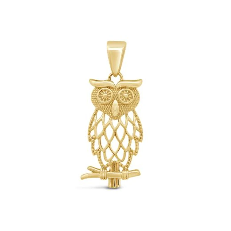 10K Yellow Gold Owl Pendant