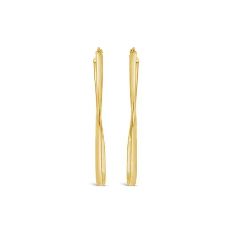 14K Yellow Gold Diamond Shape Hoop Earring