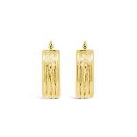 10K Yellow Gold Hammered Diamond Cut Hoop Earrings