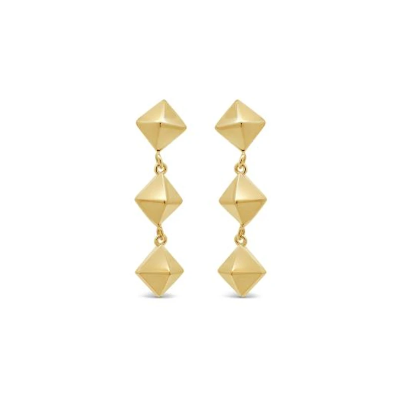14K Yellow Gold Geometric Drop Earrings