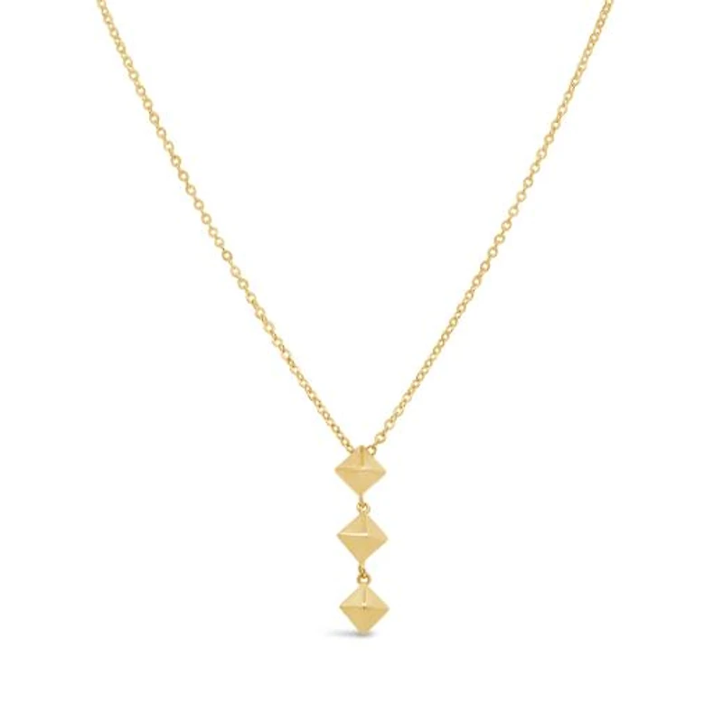 14K Yellow Gold Geometric Drop 17" + 1" Pendant