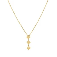 14K Yellow Gold Geometric Drop 17" + 1" Pendant