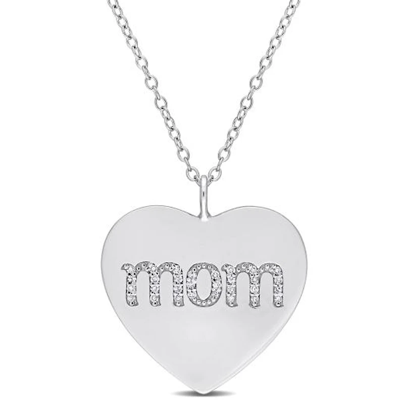 Julianna B Sterling Silver Diamond Mom Pendant