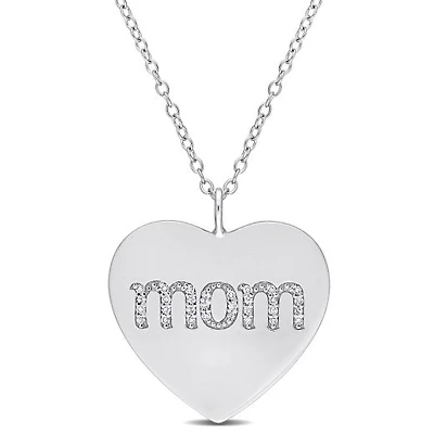 Julianna B Sterling Silver Diamond Mom Pendant