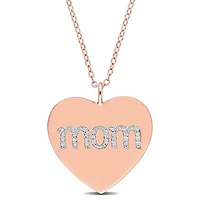 Julianna B Rose Plated Sterling Silver Diamond Mom Pendant