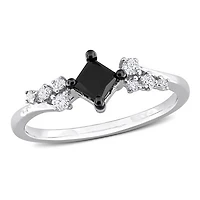 Julianna B 14K White Gold 0.73CTW Black Princess Diamond Fashion Ring