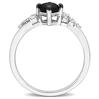 Julianna B 14K White Gold 0.73CTW Black Princess Diamond Fashion Ring