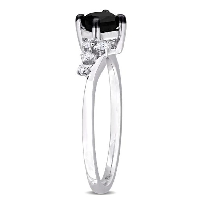 Julianna B 14K White Gold 0.73CTW Black Princess Diamond Fashion Ring