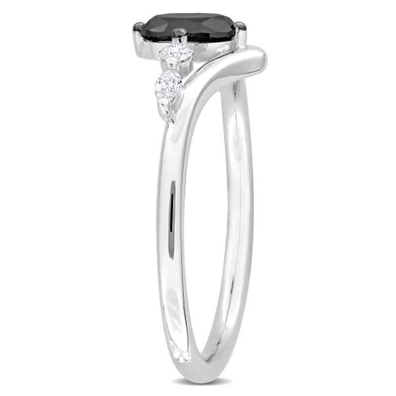 Julianna B 14K White Gold 0.76CTW Black Oval Diamond Fashion Ring