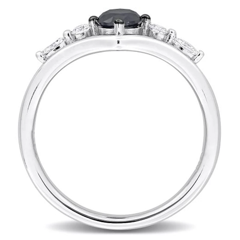 Julianna B 14K White Gold 0.76CTW Black Oval Diamond Fashion Ring
