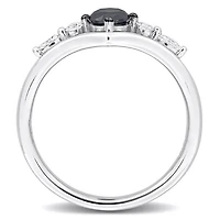 Julianna B 14K White Gold 0.76CTW Black Oval Diamond Fashion Ring