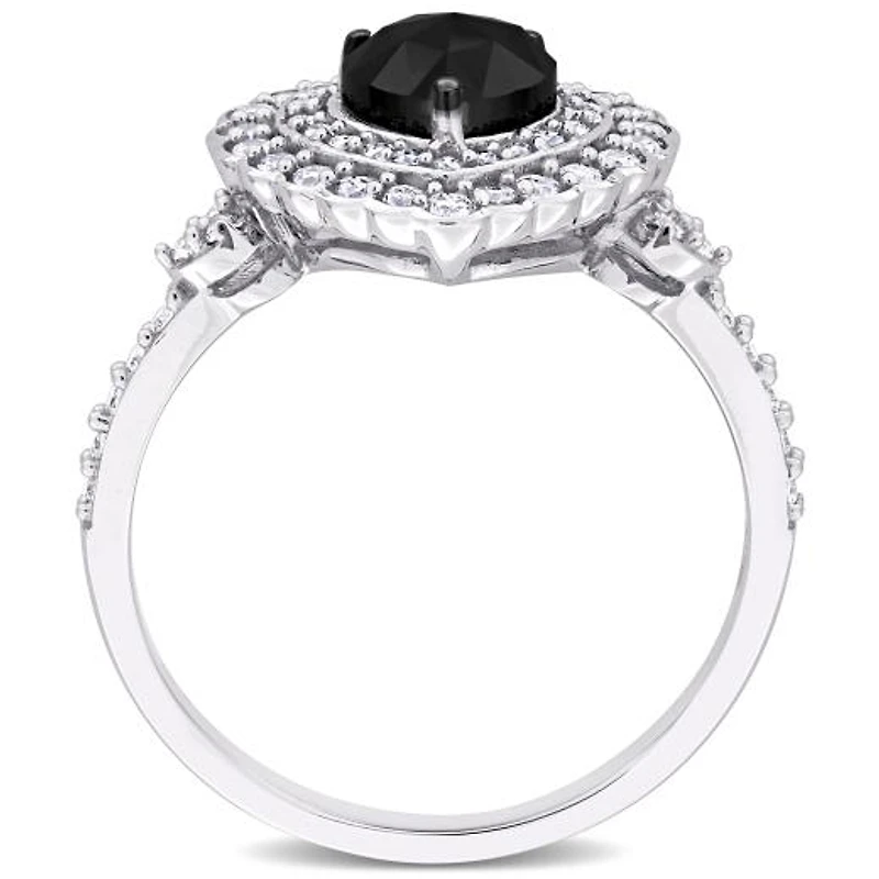 Julianna B 14K White Gold 1.24CTW Black Heart Diamond Halo Ring